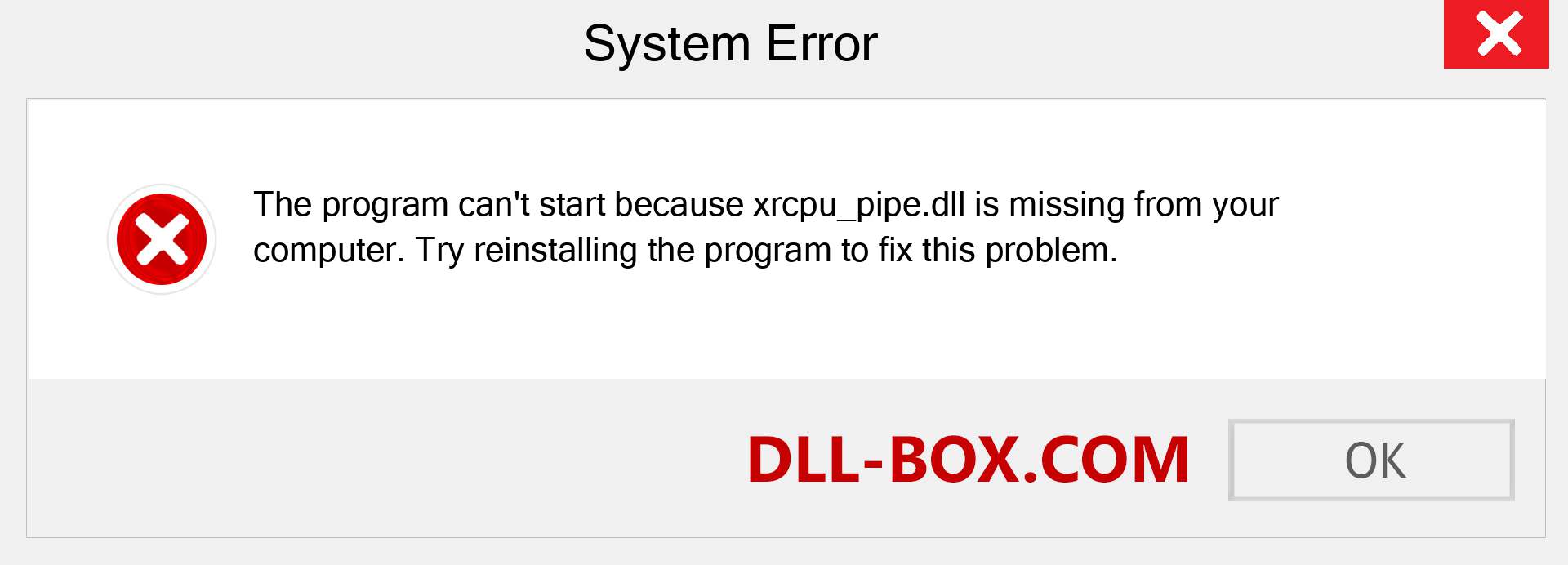  xrcpu_pipe.dll file is missing?. Download for Windows 7, 8, 10 - Fix  xrcpu_pipe dll Missing Error on Windows, photos, images